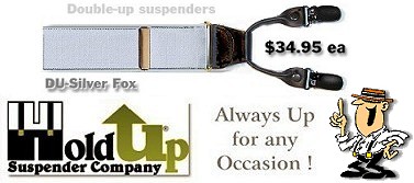 Dual clip Silver fox colored men's suspenders
