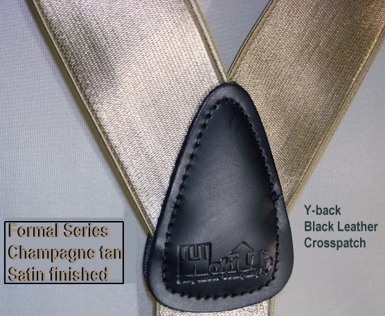 Beautiful 1 inch wide formal satin finished suspender in a light tan Champagne color