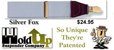 Mens suspenders in stylish SILVER FOX color