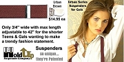 skinny suspenders in brown color
